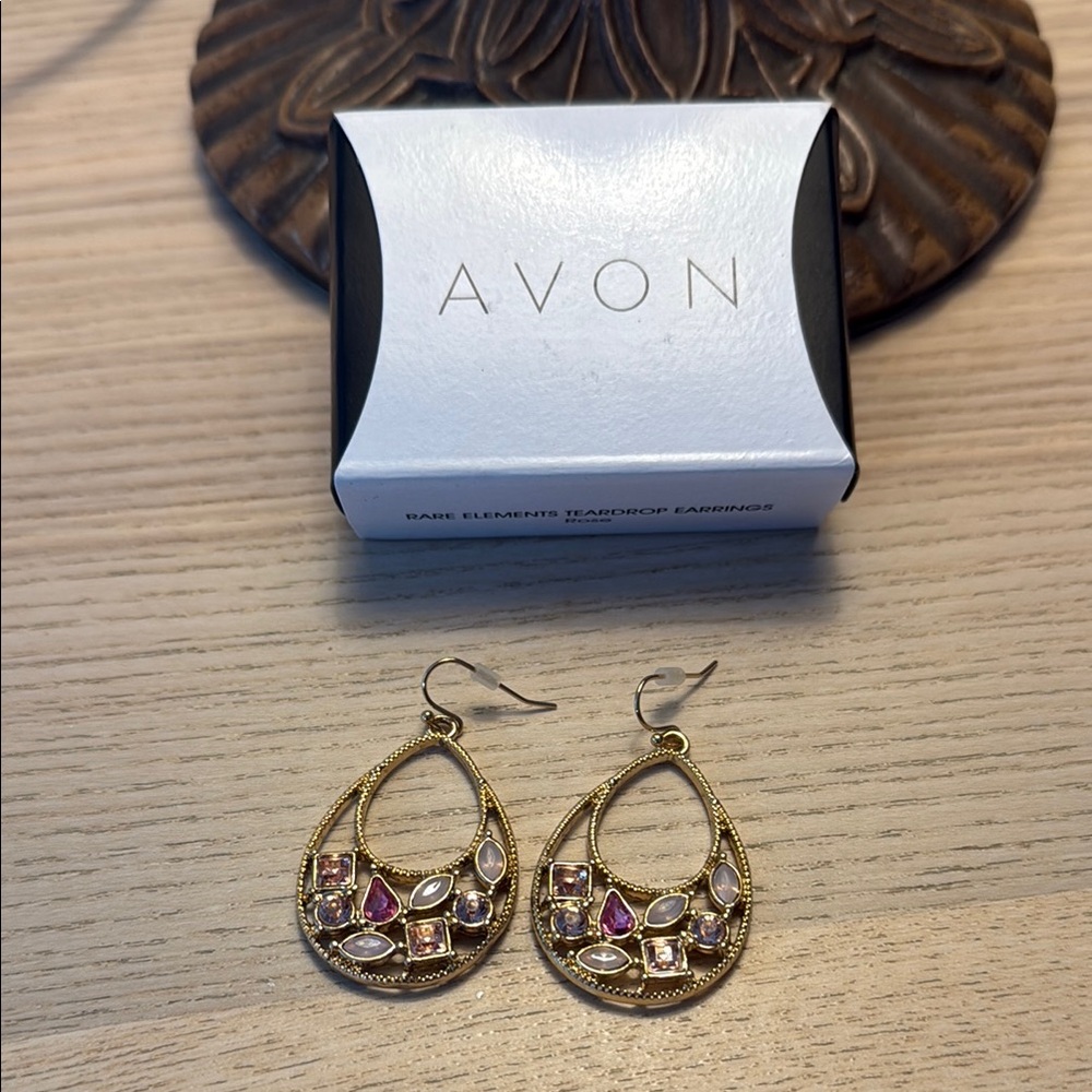 Avon Rare Elements Teardrop Earrings - Rose